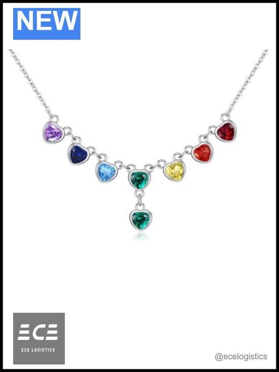 Jewelry - Sterling Silver Chakra Choker Necklace Cubic Zirconia 18+2 Inches